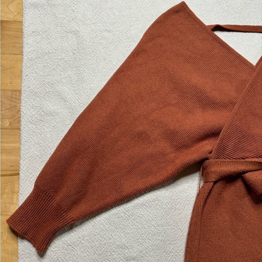 Lulus Modena Rust Brown Knit Dolman Sleeve Bodycon Sweater Dress M - Picture 5 of 8